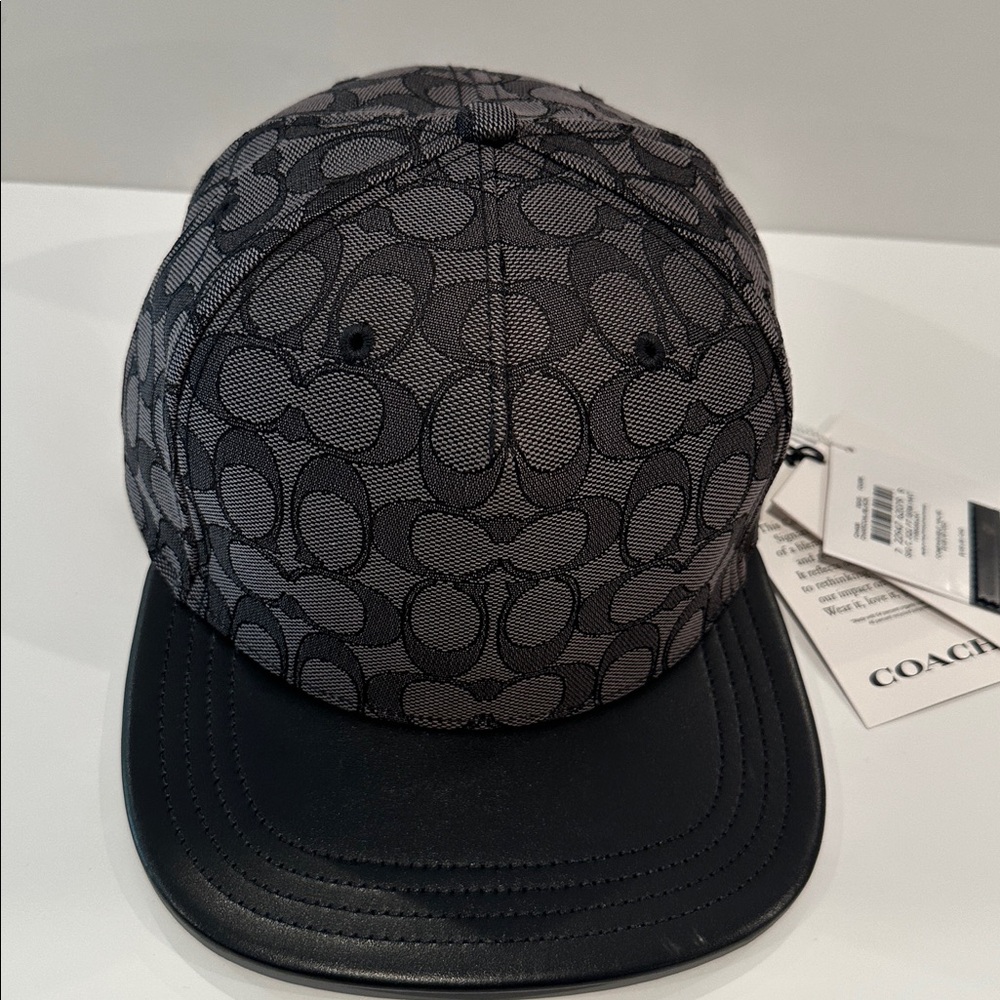 NWT Coach Men’s Monogram Canvas & Leather Cap with Leather adjustable back. - Picture 3 of 9